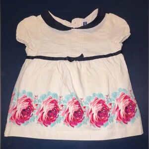 JANIE AND JACK Cream Party Dress with Pink Roses, Blue Accents Size 2T